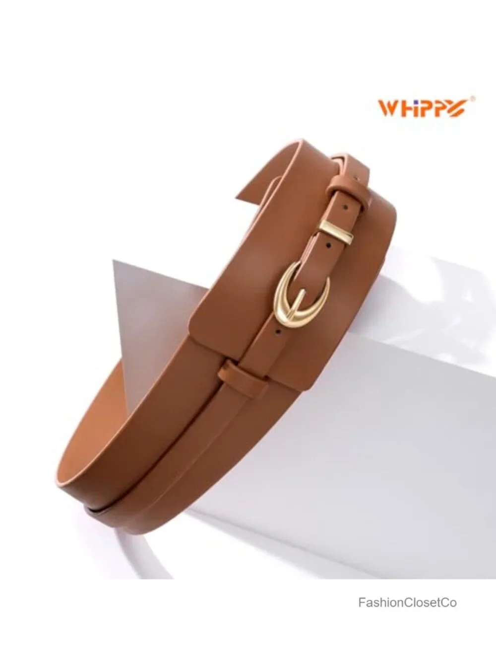 Women's 2-in-1 Wide PU Leather Belt with Detachable Skinny Belt